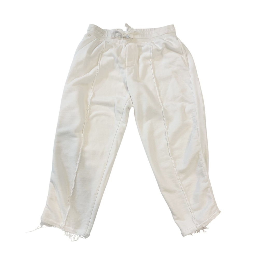 ATM Anthony Thomas Melillo White French Terry Raw Hem Cropped Sweatpants MEDIUM
